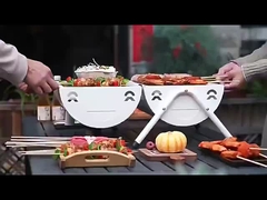 लकड़ी के कोयला BBQ ग्रिल ट्रॉली धूम्रपान करने वाला बारबेक्यू ग्रिल साइड टेबल के साथ S/M/XL