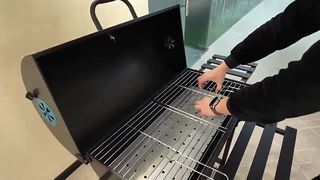 आउटडोर चारकोल बारबेक्यू ग्रिल, विला प्रांगण बीबीक्यू ग्रिल, 5-10 घरेलू उपयोग, बड़ा ढका हुआ, विरोधी