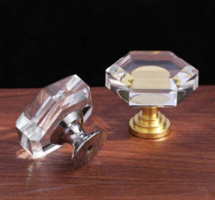 GRH Cabinet Brass Handles Transparent Champagne Gold Crystal Handles Creative Bedroom Wardrobe Dressing Table Drawer Knobs